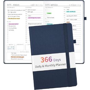 366 Days 2025 Planner, Forvencer Daily Weekly and Monthly Planner 2025 Academic Year, Durable Hardcover Agenda Planner for Work, School, Home, Start Anytime, A5(5.8'' x 8.3''), Pink