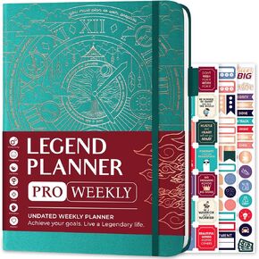Legend Planner PRO – Deluxe Weekly & Monthly Life Planner to Increase Productivity and Hit Your Goals. Time Management Organizer Notebook – Undated – 7 x 10" Hardcover + Stickers – Hot Pink