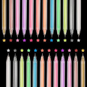 24 Pieces Assorted Color Gel Ink Pens Drawing Pens 0.5 mm Pens for Home Office Paper Drawing Writing Sketching Illustration Journaling Wedding Invitations