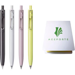 uni-ball one F 0.38mm - Can be Clearly written Gel pen, 4 Body Colors Set with Sticky Notes