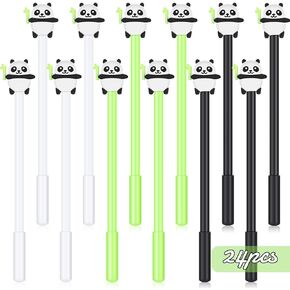 24 Pieces Panda Pen Animal Cartoon Cute Gel Ink Pen 0.5 mm Panda Party Favors Kawaii Black Writing Pens Adorable Fine Point Roller Pens for School Stationery Office Coworker Teacher Student Supplies