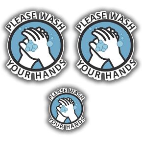 كريمر يرجى غسل يديك ملصق لاصق تحذيري للتنظيف الصحي مقاس 4 × 4 بوصة مجموعة من 2 وملصق صغير واحد كهدية! in Kuwait