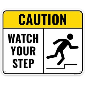 1PC Caution Watch Your Step Sign, 10 x 8 Inches - Aluminum - Safety Sign