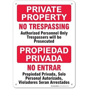 Private Property No Trespassing Signs, 7x10 Inches, Rust Free .040 Aluminum, Fade Resistant, Made in USA by My Sign Center