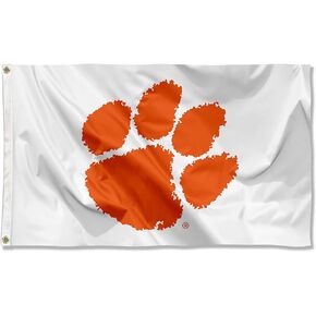 شركة College Flags & Banners Co. علم راية كليمسون تايجرز باللون الأبيض الكبير
