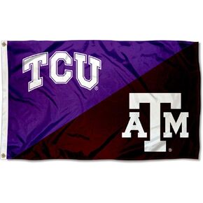 Texas Christian vs Texas A&M House Divided 3x5 Flag Rivalry Banner