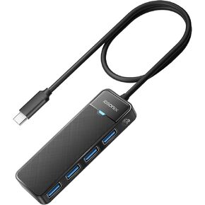 iDsonix USB C Hub, USB C to USB Hub with 4 USB 3.0 Ports Hub, 5Gbps USB C to USB 3.0 Hub Adapter USB Splitter for MacBook, Mac Pro, iMac, Windows/Mac OS, Linux, Flash Drive, HDD (50CM) Black