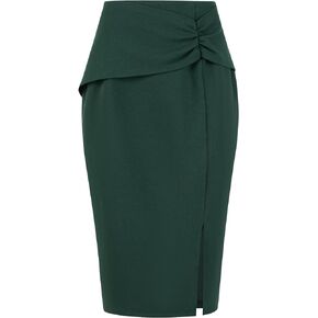 Women's Office Skirt below Knee Length Ruched Pencil Skirts