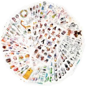 72 Sheets Scrapbooking Stickers Washi Paper Stickers Decoration Sticker Planner Stickers 12 Themes Assorted for Diary, Album, Journals, DIY Arts and Crafts (Simple)