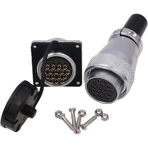 WS28 7 Pin 25A Metal Aviation Circular Power Electrical Connector Panel Mount Male Plug Female Socket Industrial Bulkhead Heavy Duty LED Signal Ourdoor 11AWG Wire Cable