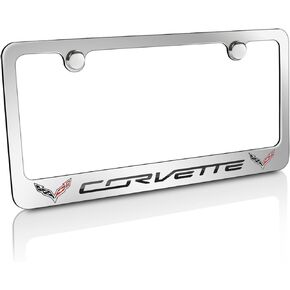 C7 Corvette Stingray Chrome License Plate Frame w/Double Logo