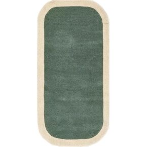 Novogratz by Momeni Tallulah Solid Color Ivory Border Wool Hand Tufted Area Rug, 2'6" X 8' Runner, Green