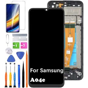 for Samsung A04e Screen Replacement with Frame for Samsung A042F A042F/DS A042M A042M/DS LCD Display Touch Digitizer Assembly with Repair Part Tools (A04e with Frame)