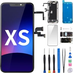 for iPhone Xs Screen Replacement 5.8" with Ear Speaker Proximity Sensor LCD Display Digitizer Assembly 3D Touch Fix Tool Front Earpiece Magnetic Screw Mat Repair Kit A1920 A2097 A2098 A2100
