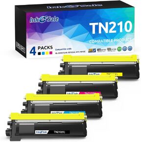 Ink E-Sale Compatible Toner Cartridge Replacement for Brother TN210 (KCMY, 4-Pack), for use with Brother HL-3040CN HL-3045CN HL-3070CW HL-3075CW MFC-9010CN MFC-9120CN MFC-9125CN MFC-9320CW Printer