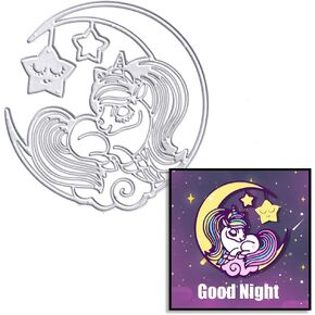 Moon Unicorn Die Cuts for Card Making, Moon Star Animal Cutting Dies Metal Template Molds, Horse Dies for Crafting DIY Photo Album Paper Embossing Scrapbooking Supplies