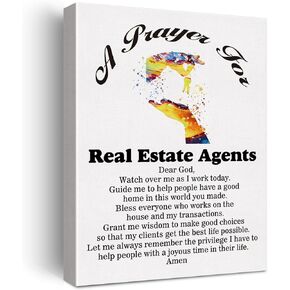 LEXSIVO a Real Estate Agent's Prayer Canvas Home Wall Art Decor Real Estate Agents Gift Painting 11.5x15 Poster Framed Ready to Hang