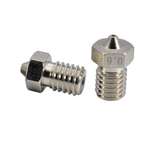 2pcs Upgrade 3D Printer Plated Wear Resistant M6 Thread Brass Nozzle 0.6mm for 1.75mm V6 Hotend Titan Aero Extruder Prusa I3 MK3 MK3S Anycubic I3 Mega 3D Printer (2x0.6mm)