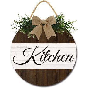 The Kitchen is The Heart of the Home Sign Door Decor Farmhouse Kitchen Wall Decor Wooden Round Rustic Kitchen Door Sign for Home Decor Dining room Decration