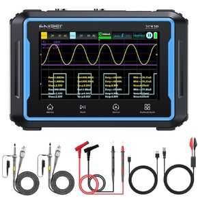 【2C53P Plus Upgraded Model】FNIRSI 3in1 Oscilloscope/Multimeter/DDS Signal Generator Tablet Touch Screen Portable Digital Automotive Oscilloscope 2 Channel 50MHz Bandwidth 250Ms/S Counts 4.3 Inch