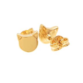 Mini Stud Earrings - Premium Gold Plated Earrings - Airplane, elephant, mini heart, heart padlock or kitten earrings - Choose your favorite - Tutti Jewelry (Cat)