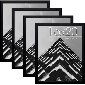 Space Art Deco 8x10 Black Picture Frame, Solid Wood Picture Frame with Real Glass, 8 by 10 Photo Frame Displays Pictures 8 x 10 inch for Wall Mount or Table Top, 1 Pack