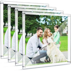 Chunful 4 Pack Clear 16 x 20 Inch Acrylic Wall Mount Floating Frameless Picture Frame Display Photo Frame Bulk for Poster Photography Collage Frames Double Panel Home Office Living Room Decor in Saudi Arabia