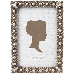 AELS 4x6 Inch Vintage Picture Frame, Elegant Luxury Antique Photo Frames with Glass Front, Photo Display, Tabletop Wall Hanging, Gift Ideas, Pearl Pattern