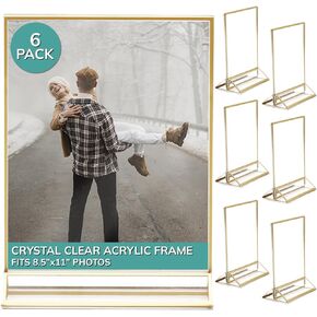 pbf 4x6 Acrylic Picture Frame Display Stand | 4 x 6 Vertical Clear Acrylic Sign Holder | Clear Photo Frame for Table Sign, Tabletop Wedding Sign, Menu, QR Code (6-Pack)