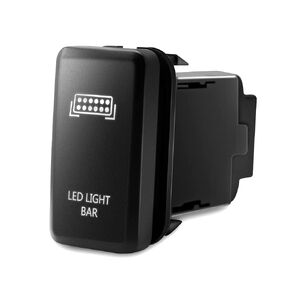 MICTUNING Backlit LED LIGHT BAR Symbol Push Button with Wiring Kit ON-OFF Switch Compatible with Toyota (Red, Surface Size 1.54 x 0.83 inches)
