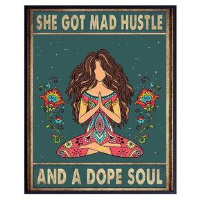 She Got Mad Hustle and a Dope Soul Picture - Dope Posters - Mad Hustle Dope Soul - Room Decor for Teen Girls - Boho Wall Decor - Positive Gifts for Women - Inspirational Quotes - Meditation Decor