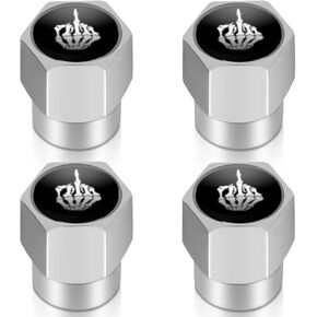 American Flag Tire Valve Stem Caps - 4 Pack Metal Air Caps with Plastic Liners for Cars, Trucks, Motorcycles, and Bikes - Corrosion Resistant and Leak-Proof - Silver