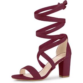 Perphy Crisscross Strappy Block Heel Wrap Lace Up Sandals for Women