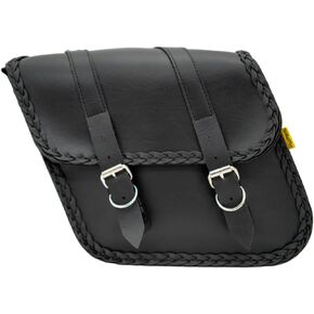 Dowco Willie & Max 58707-20 Braided Series: Synthetic Leather Compact Slant Motorcycle Saddlebag Set, Black, Universal Fit, 10 Liter Each/20 Liter Total Capacity