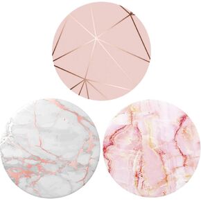 Multifunction Cell Phone Stands and Grips for Smartphones and Tablets Holder - Rose Gold Marble Geometric Pink White 3 Pack
