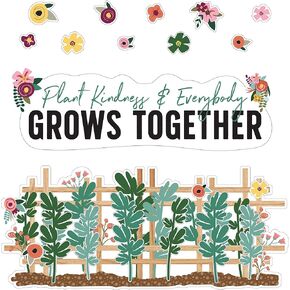 Carson Dellosa Grow Together 134PC Classroom Calendar Bulletin Board Set, Monthly Calendar, Motivational Poster, Flower, Plant, Holiday & Birthday Bulletin Board Accents for Bulletin Board, Wall Decor