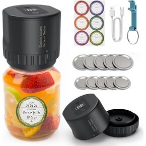 Electric Mason Jar Vacuum Sealer Kit for Wide & Regular Mouth, Jar Vacuum Sealer for Food Storage, Vacuum Sealing Machine for Food Saver, Multifunctional All-in-One Cordless Canning Vacuum Sealer