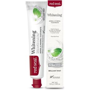 Red Seal Brilliant Mint Whitening Toothpaste, Vegan Friendly, Cruelty Free, Fluoride Free, No Synthetic Colors or Artificial Flavors, NATRUE Certified Natural Ingredients, Paraben & SLS Free, 3.53 oz