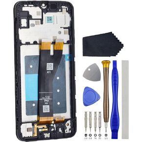 Full LCD Digitizer Touch Screen Assembly Replacement with Screen Frame for Samsung Galaxy A14 5G SM-A146U SM-A146U1 Black Including Tool Kit