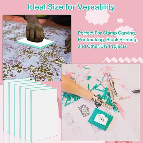 50 Pcs 4 x 6 x 0.25 Inch Rubber Stamp Carving Blocks Soft Linoleum Block Rubber Carved Brick for Stamp Soft Rubber Crafts and DIY Craft Project in Saudi Arabia
