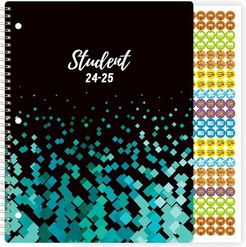 Student Planner 2024-2025 - JUL 2024-JUN 2025, School Planner, 8.5" x 11" School Planner 2024-2025 with Strong Twin-Wire Binding, Perfect Organizer-Black and Green Pattern in Kuwait