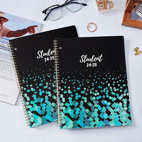 Student Planner 2024-2025 - JUL 2024-JUN 2025, School Planner, 8.5" x 11" School Planner 2024-2025 with Strong Twin-Wire Binding, Perfect Organizer-Black and Green Pattern in Kuwait
