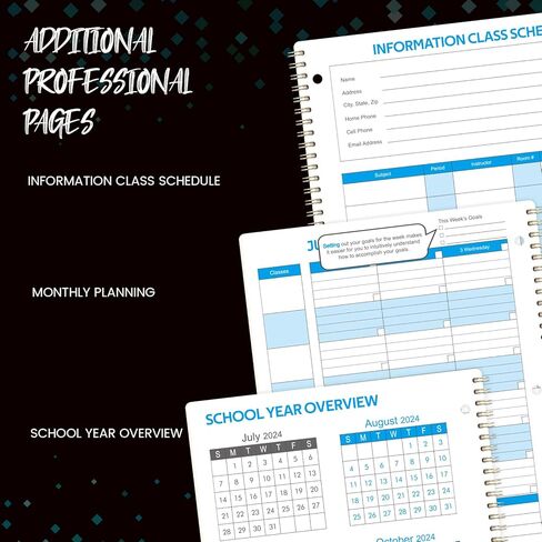 Student Planner 2024-2025 - JUL 2024-JUN 2025, School Planner, 8.5" x 11" School Planner 2024-2025 with Strong Twin-Wire Binding, Perfect Organizer-Black and Green Pattern in Kuwait