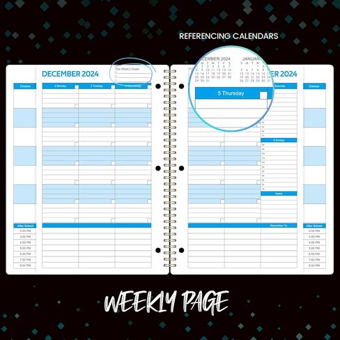 Student Planner 2024-2025 - JUL 2024-JUN 2025, School Planner, 8.5" x 11" School Planner 2024-2025 with Strong Twin-Wire Binding, Perfect Organizer-Black and Green Pattern in Kuwait
