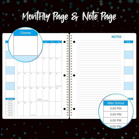 Student Planner 2024-2025 - JUL 2024-JUN 2025, School Planner, 8.5" x 11" School Planner 2024-2025 with Strong Twin-Wire Binding, Perfect Organizer-Black and Green Pattern in Kuwait