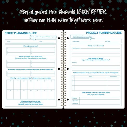 Student Planner 2024-2025 - JUL 2024-JUN 2025, School Planner, 8.5" x 11" School Planner 2024-2025 with Strong Twin-Wire Binding, Perfect Organizer-Black and Green Pattern in Kuwait