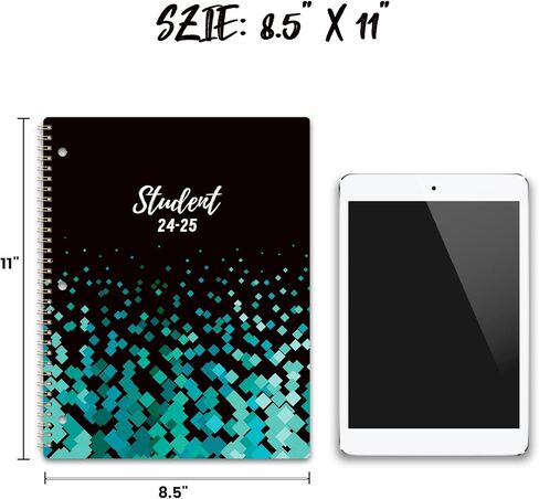 Student Planner 2024-2025 - JUL 2024-JUN 2025, School Planner, 8.5" x 11" School Planner 2024-2025 with Strong Twin-Wire Binding, Perfect Organizer-Black and Green Pattern in Kuwait