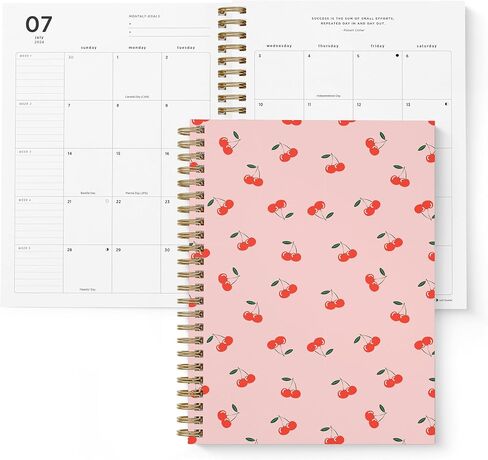 2024-2025 Cherry Small Academic Planner by Bright Day, 8.75" x 7.25" Daily Planner, July 2024 - June 2025, Weekly Agenda Academic Planner 2024-2025, Monthly Tabs, Vertical View, Twin Wire Binding, Pocket Folder in Saudi Arabia