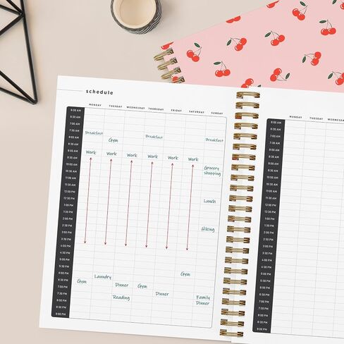 2024-2025 Cherry Small Academic Planner by Bright Day, 8.75" x 7.25" Daily Planner, July 2024 - June 2025, Weekly Agenda Academic Planner 2024-2025, Monthly Tabs, Vertical View, Twin Wire Binding, Pocket Folder in Saudi Arabia