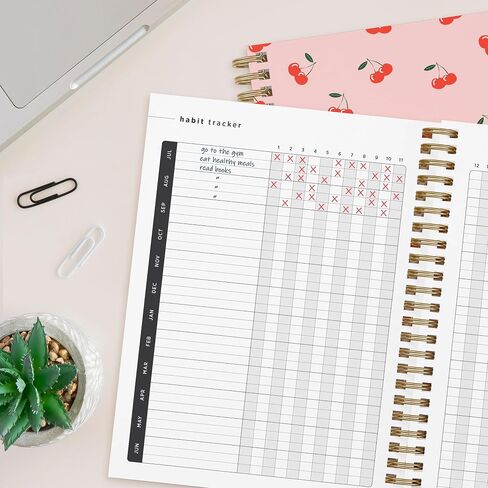 2024-2025 Cherry Small Academic Planner by Bright Day, 8.75" x 7.25" Daily Planner, July 2024 - June 2025, Weekly Agenda Academic Planner 2024-2025, Monthly Tabs, Vertical View, Twin Wire Binding, Pocket Folder in Saudi Arabia
